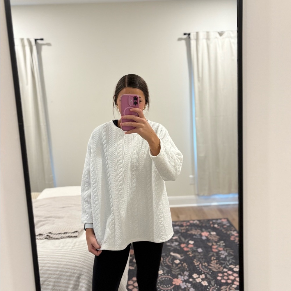 Tuckernuck White Ally Swing Cable Sweatshirt